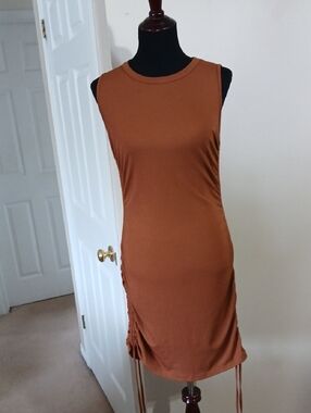 ❤️3@$25 NWT Sleeveless Rust Mini Dress with Side Ruching